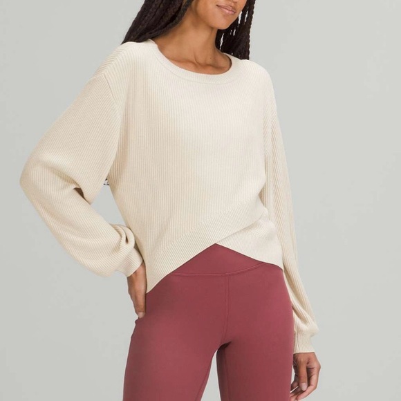 Lululemon Reversible Crossover Sweater in White Opal Womens SZ Large - Picture 1 of 9